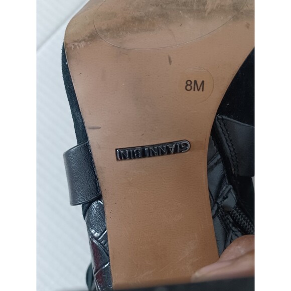 Gianni bini Black Leather Embossed and Suede Ankle boots Size 8 - Picture 7 of 7